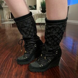 Coach Black Wedge Booties
